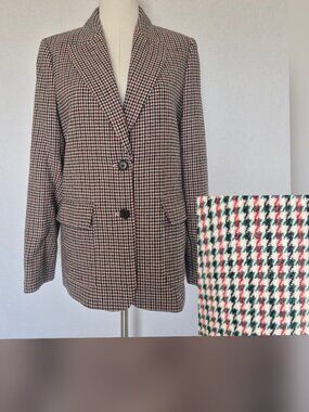 NWT J.Crew Lanificio Nello Gori Italian Wool Houndstooth Boyfriend Blazer